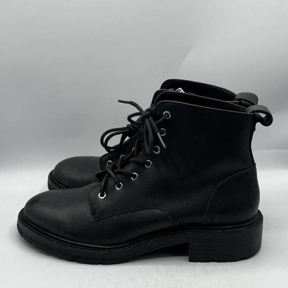 Rag & Bone Boots Womens 8 EU 38 Black Leather Ankle Vibram Cannon Zip Combat - Picture 4 of 14